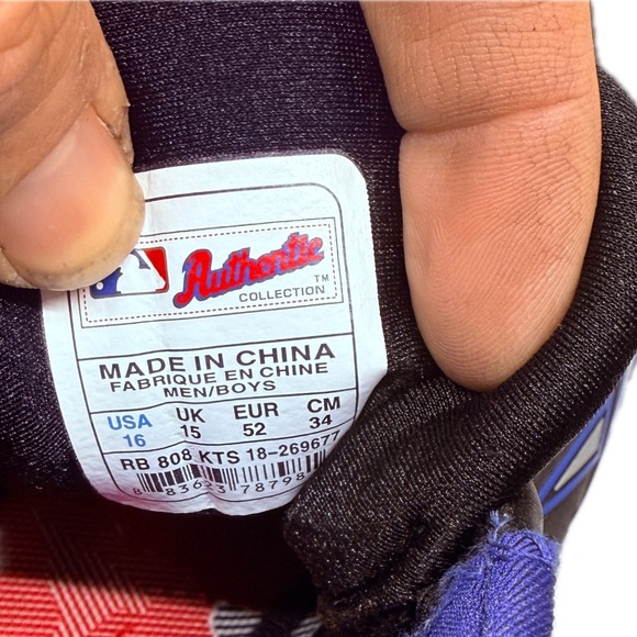 Reebok NFL Football Cleats Black Royal Blue Silver Men Size 16 Rare - Picture 7 of 7